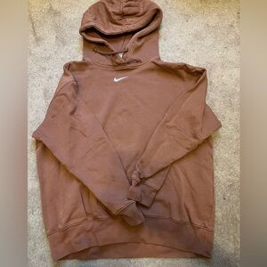Tan/Orange Nike sportswear oversized phoenix fleece hoodie cropped